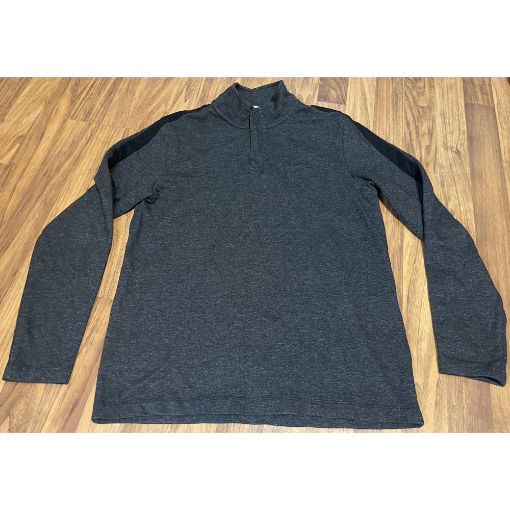 Calvin Klein Pullover Mens Medium Gray Long Sleeve 1/4 Zip Mock Neck Jersey Top